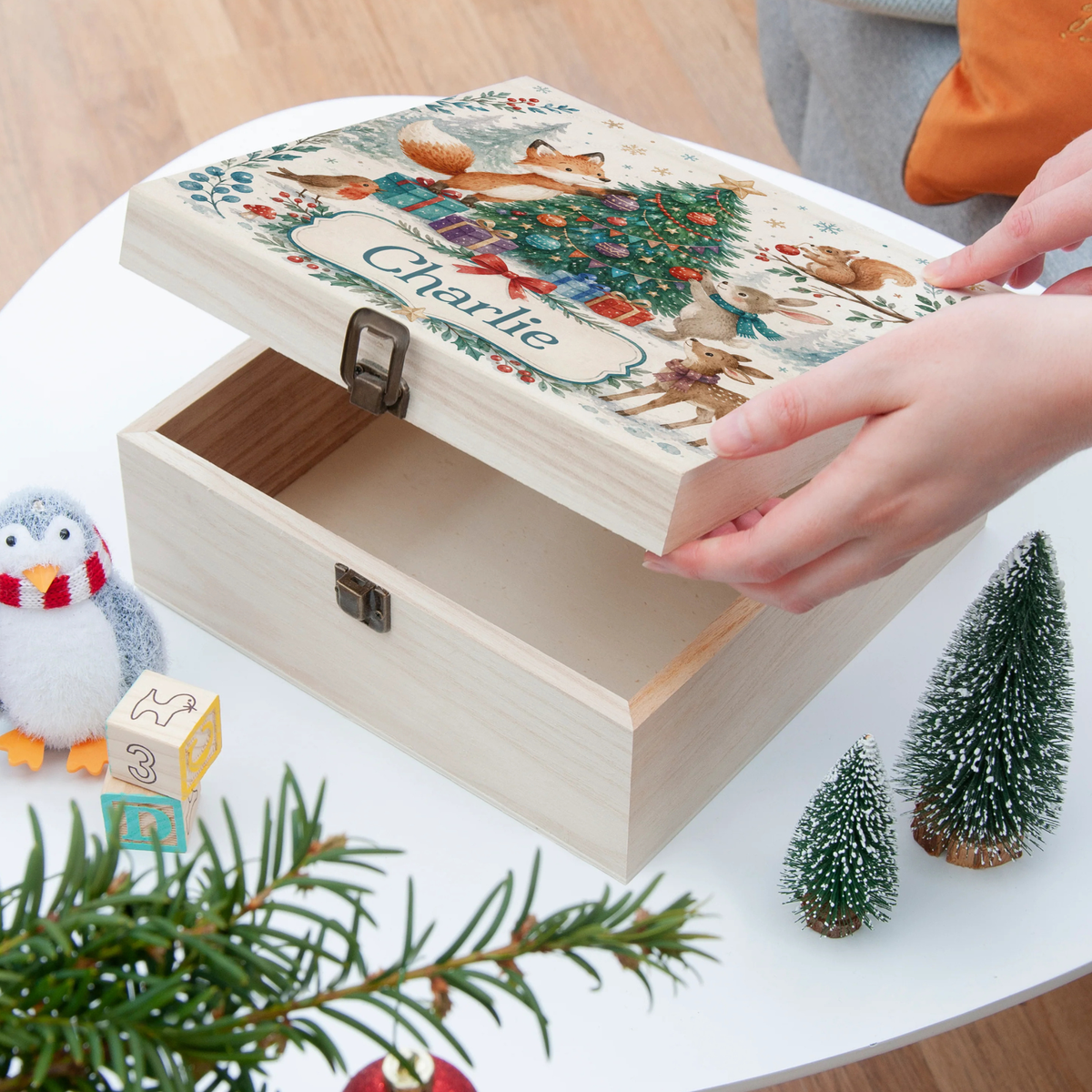 Personalised Woodland Animals Christmas Box