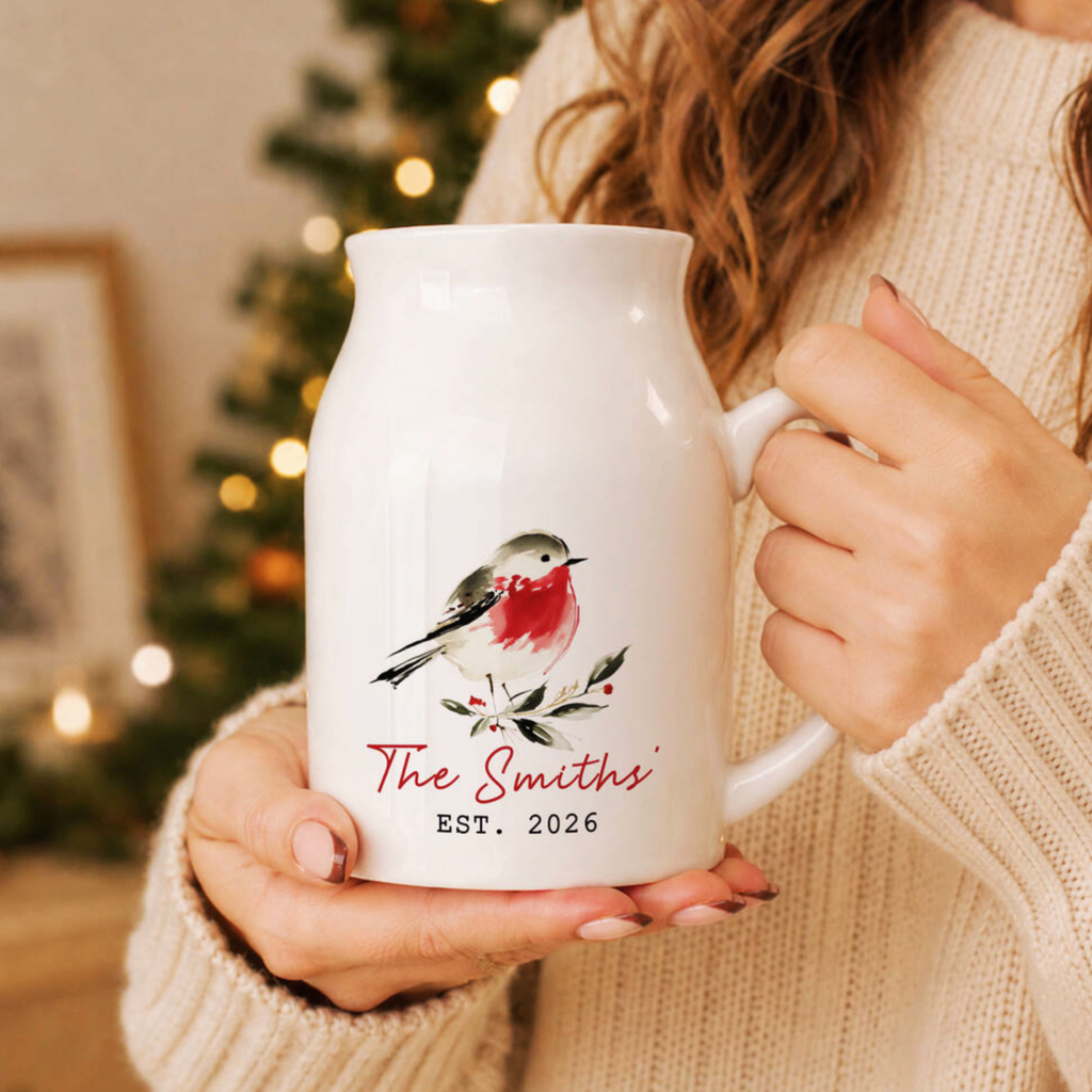 Personalised Christmas Robin Vase