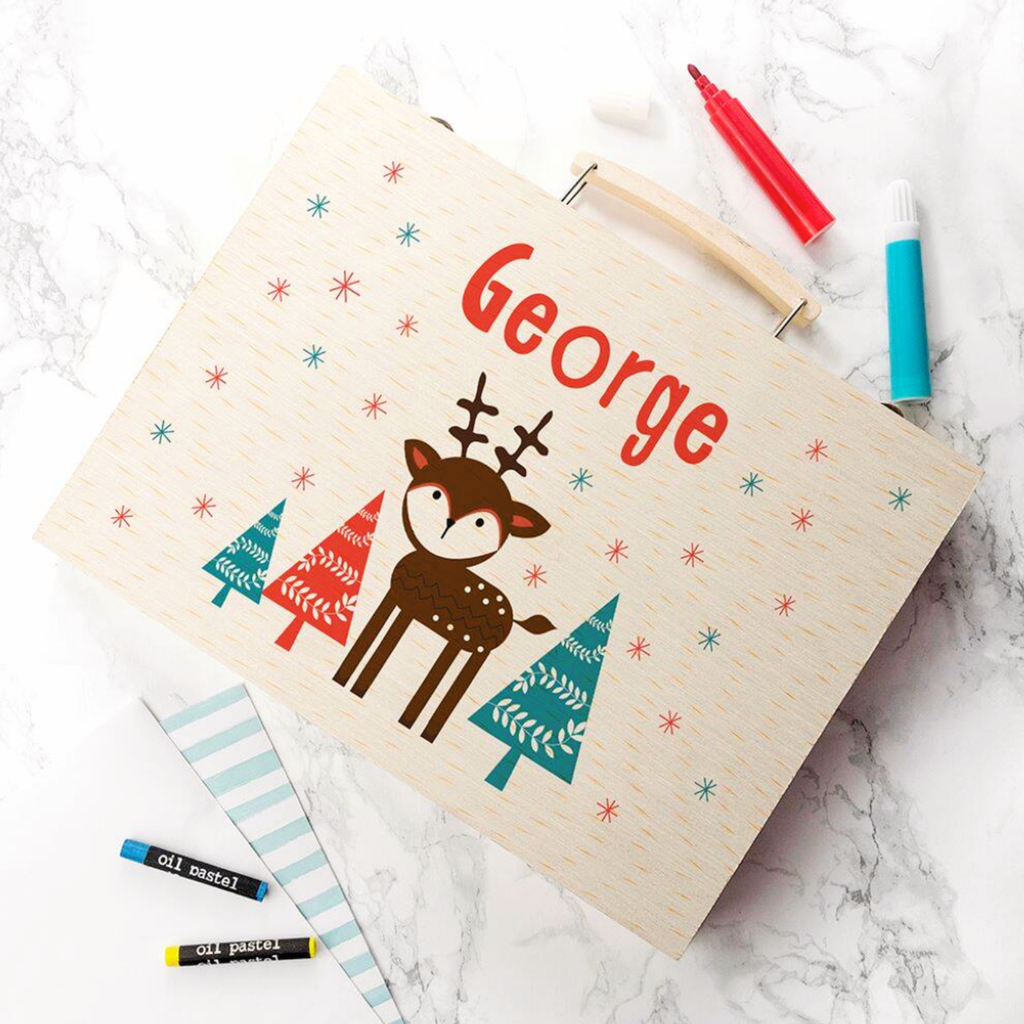 Personalised Reindeer Christmas Colouring Set