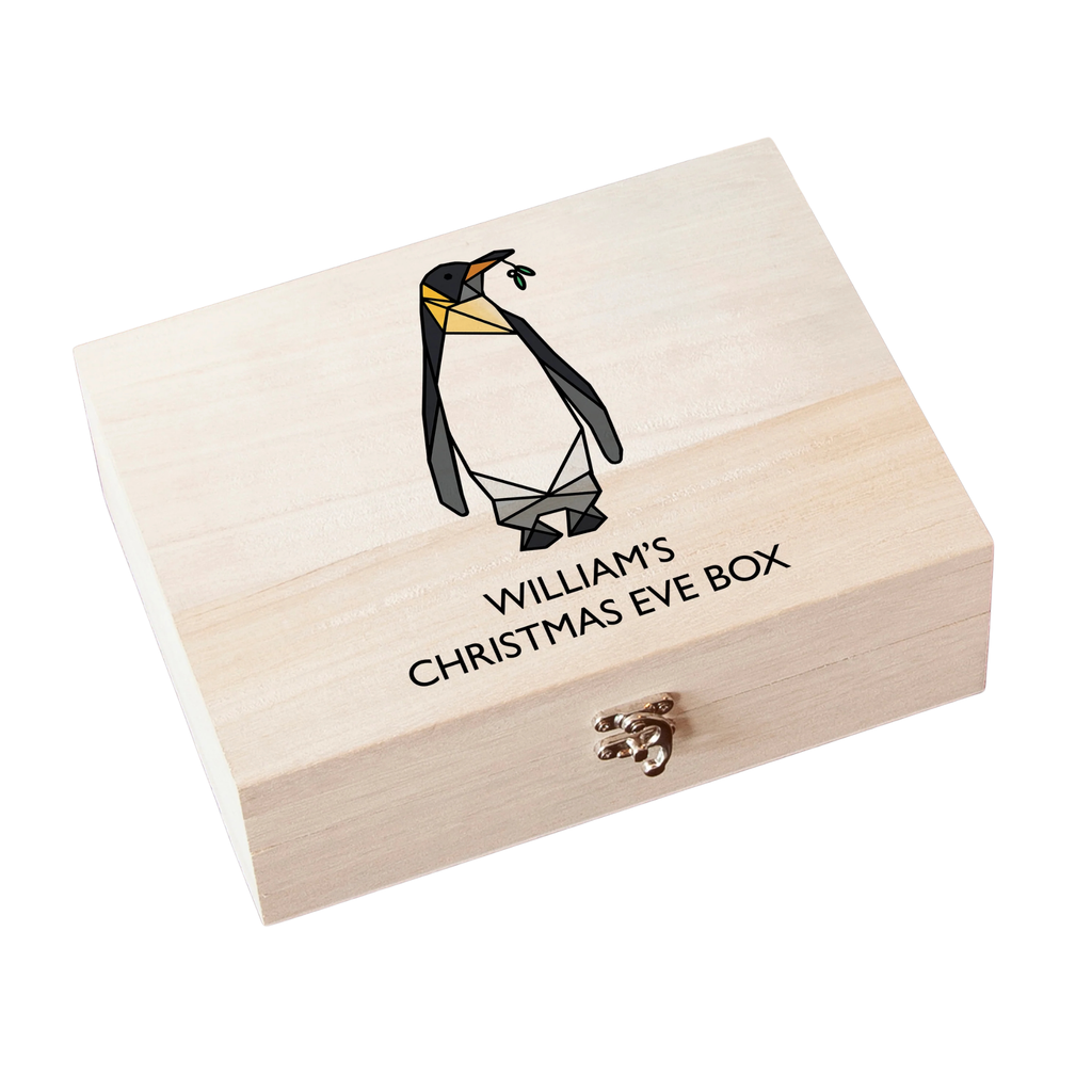 Personalised Geometric Penguin Christmas Eve Box