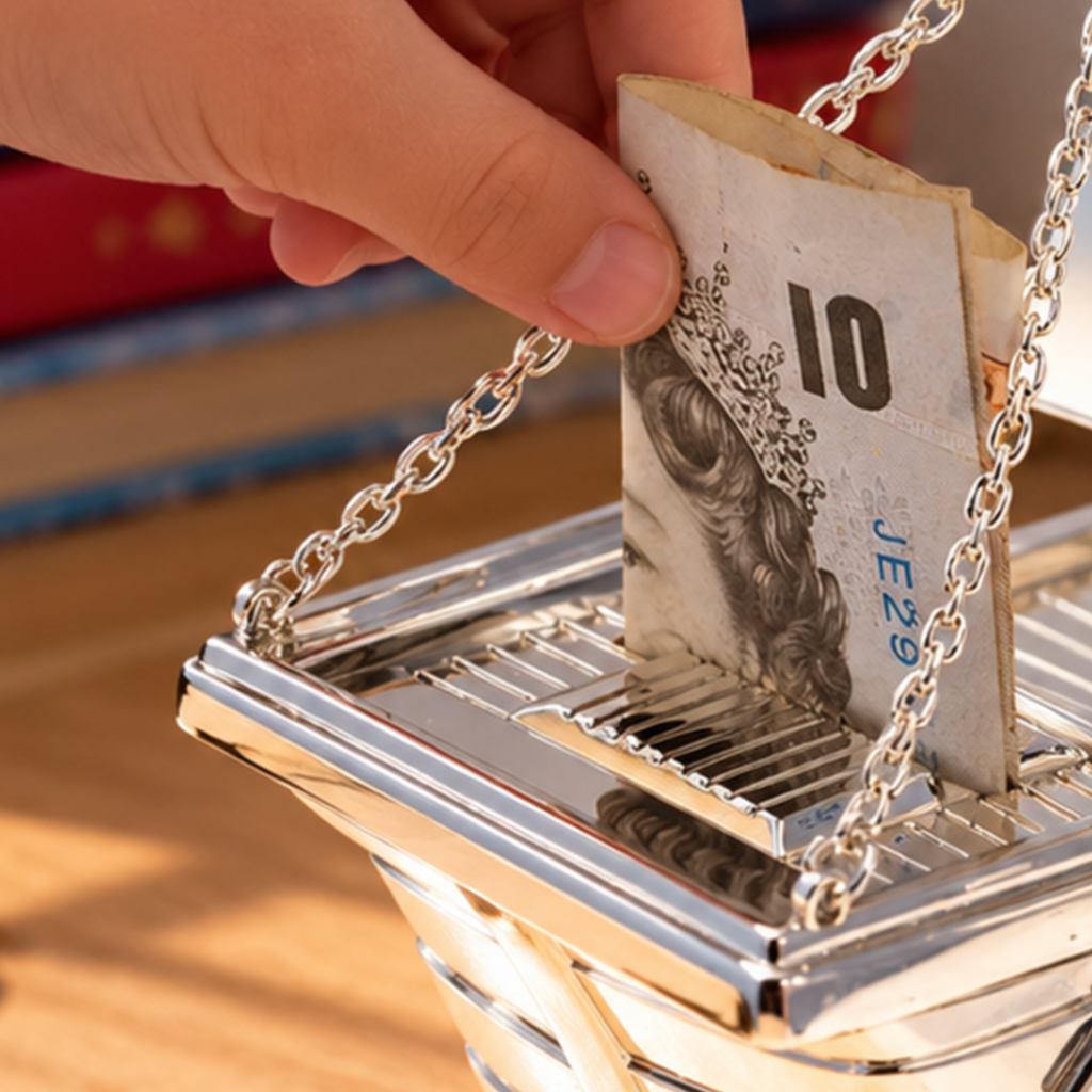 Silver Plated Pirate Ship Money Box