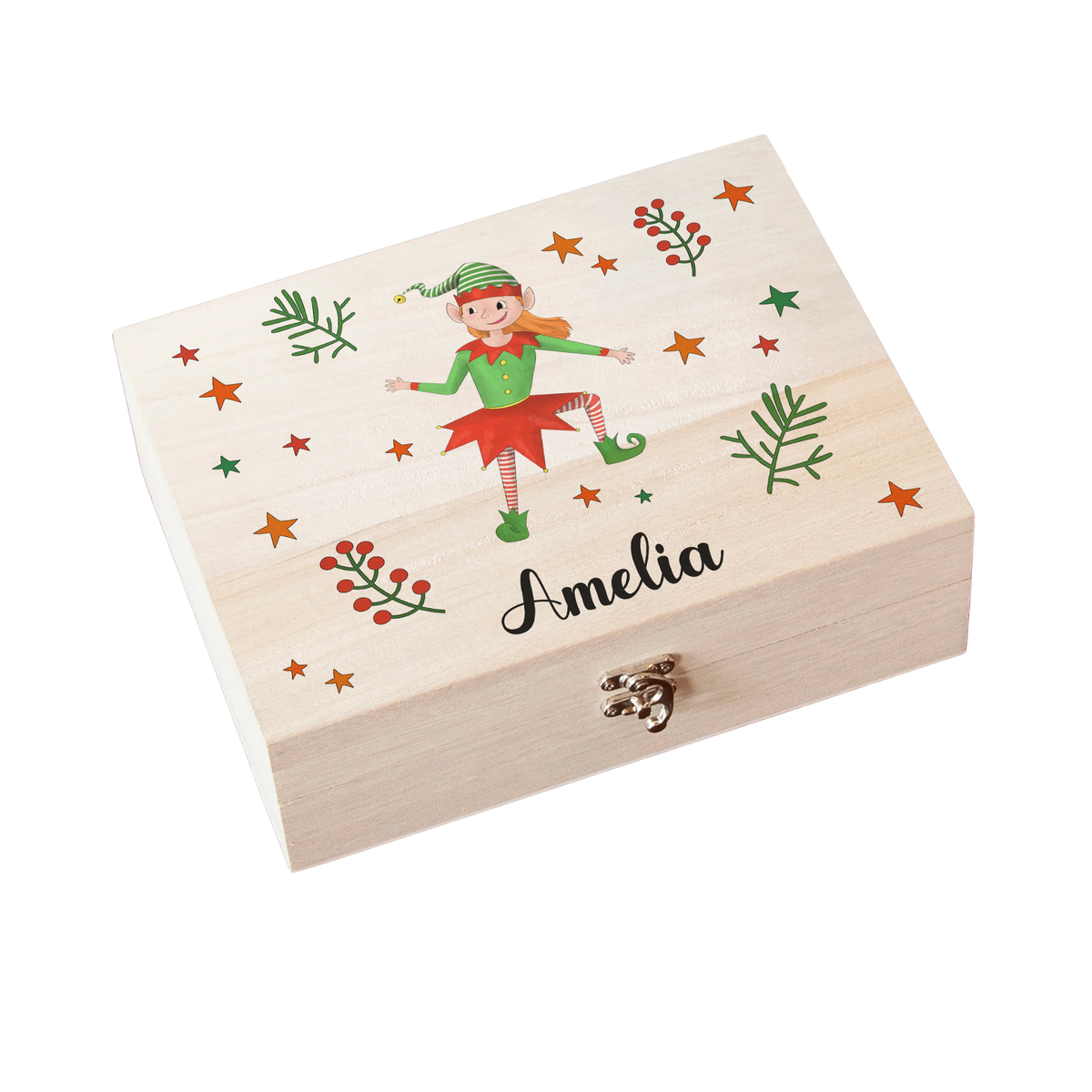 Personalised Girl Elf Christmas Eve Box