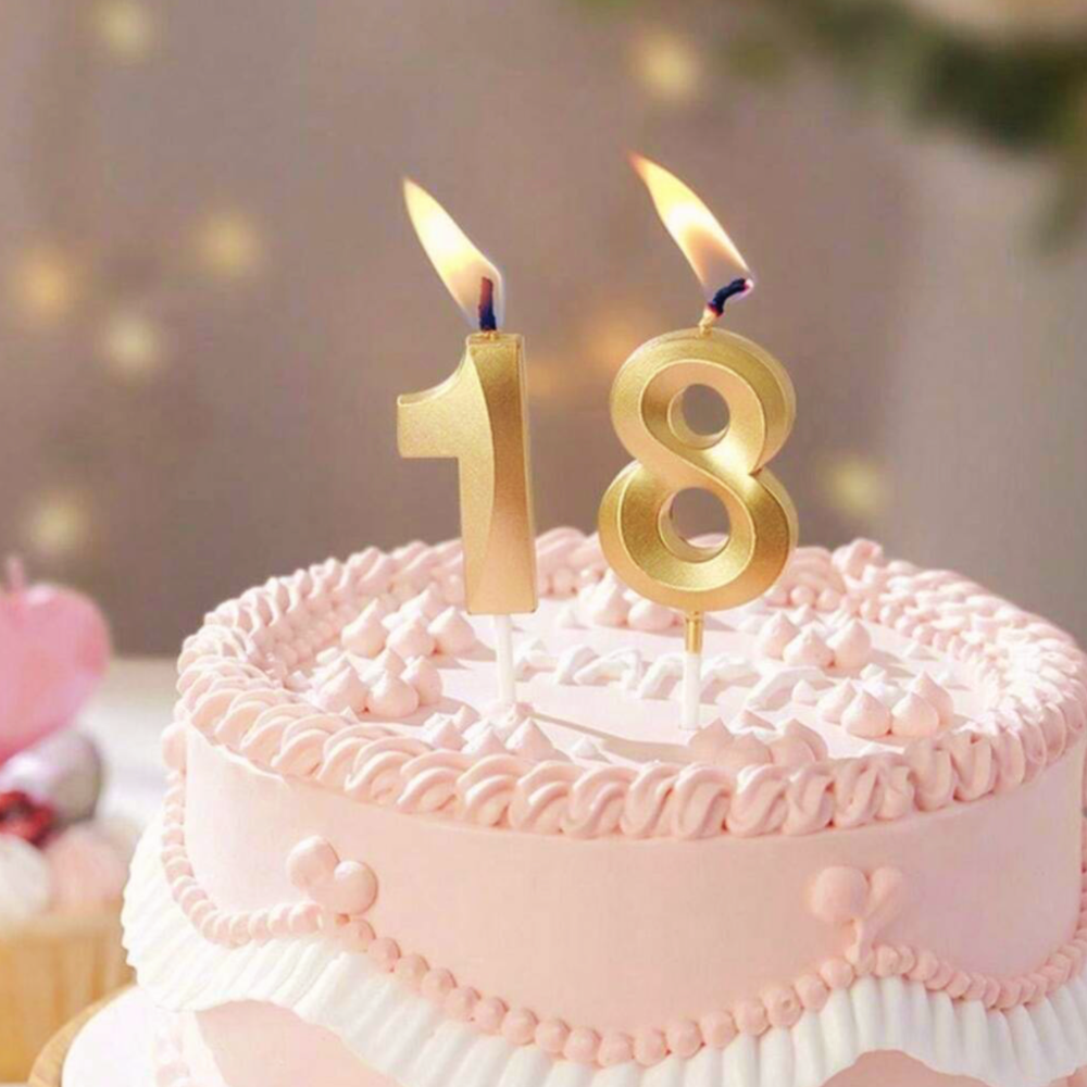 Gold Number Birthday Cake Candle