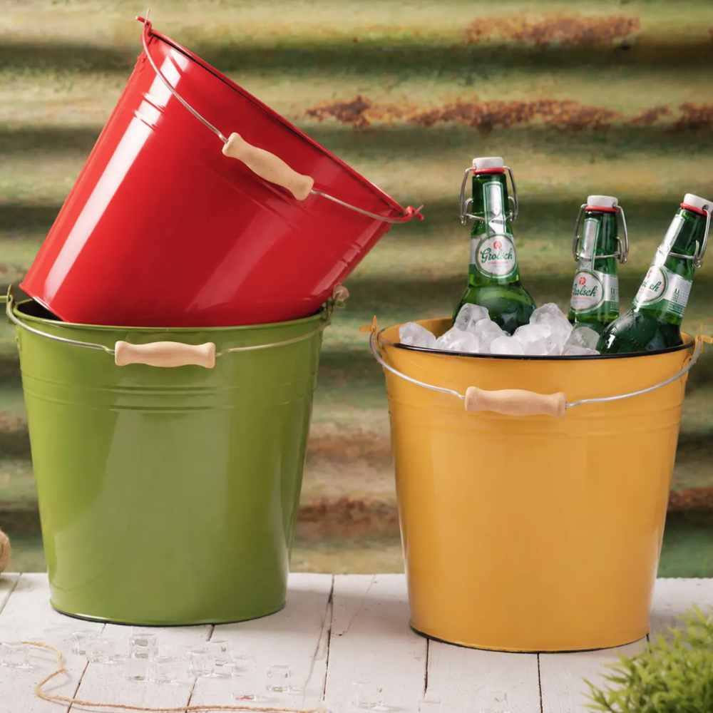 Personalised Beer Bucket with Wooden Handle