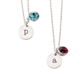 Personalised Monogram Silver Birthstone Necklace