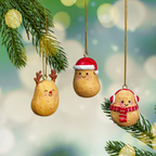 Set of 3 Happy Potato Christmas Bauble