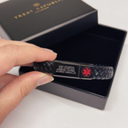 Personalised Men's Woven Leather Medical Bracelet