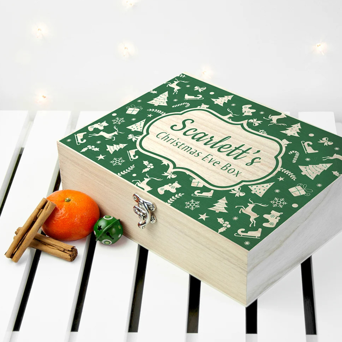 Personalised Festive Pattern Christmas Eve Box