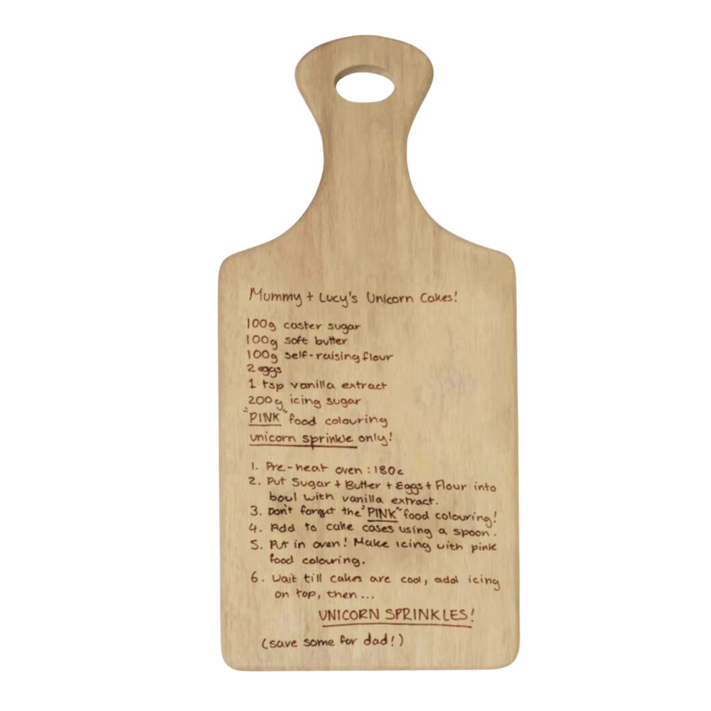 Personalised Hand Written Recipe Paddle Board