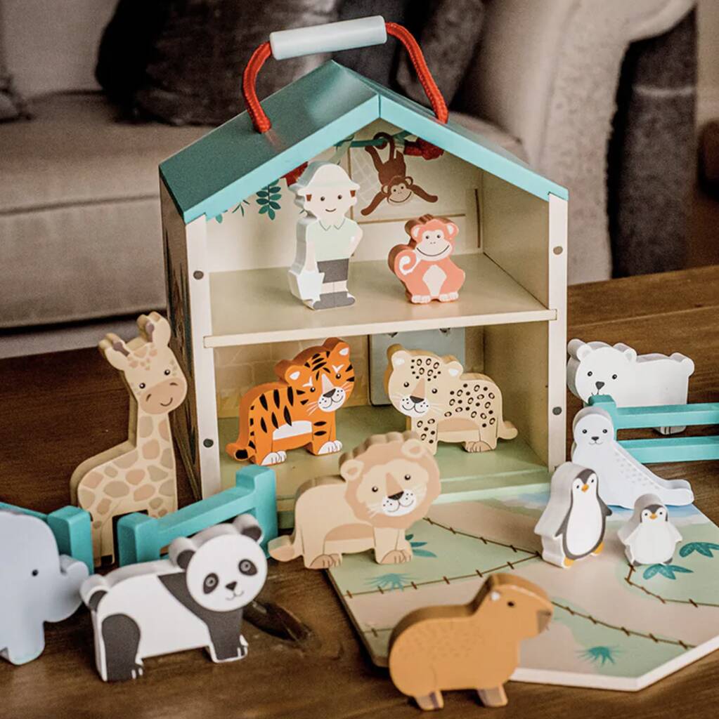 Personalised Childs Wooden Zoo Play Set