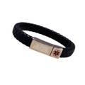 Personalised Men's Woven Leather Medical Bracelet