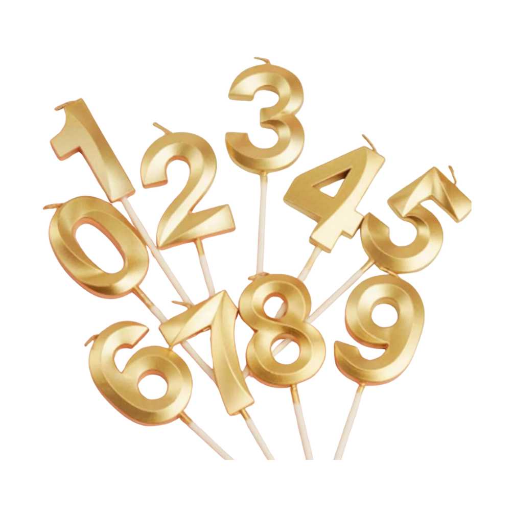 Gold Number Birthday Cake Candle