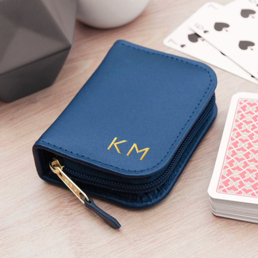 Personalised Leather Playing Card Case