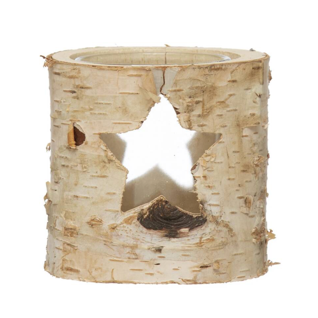 Personalised Star Birch Bark Candle Holder