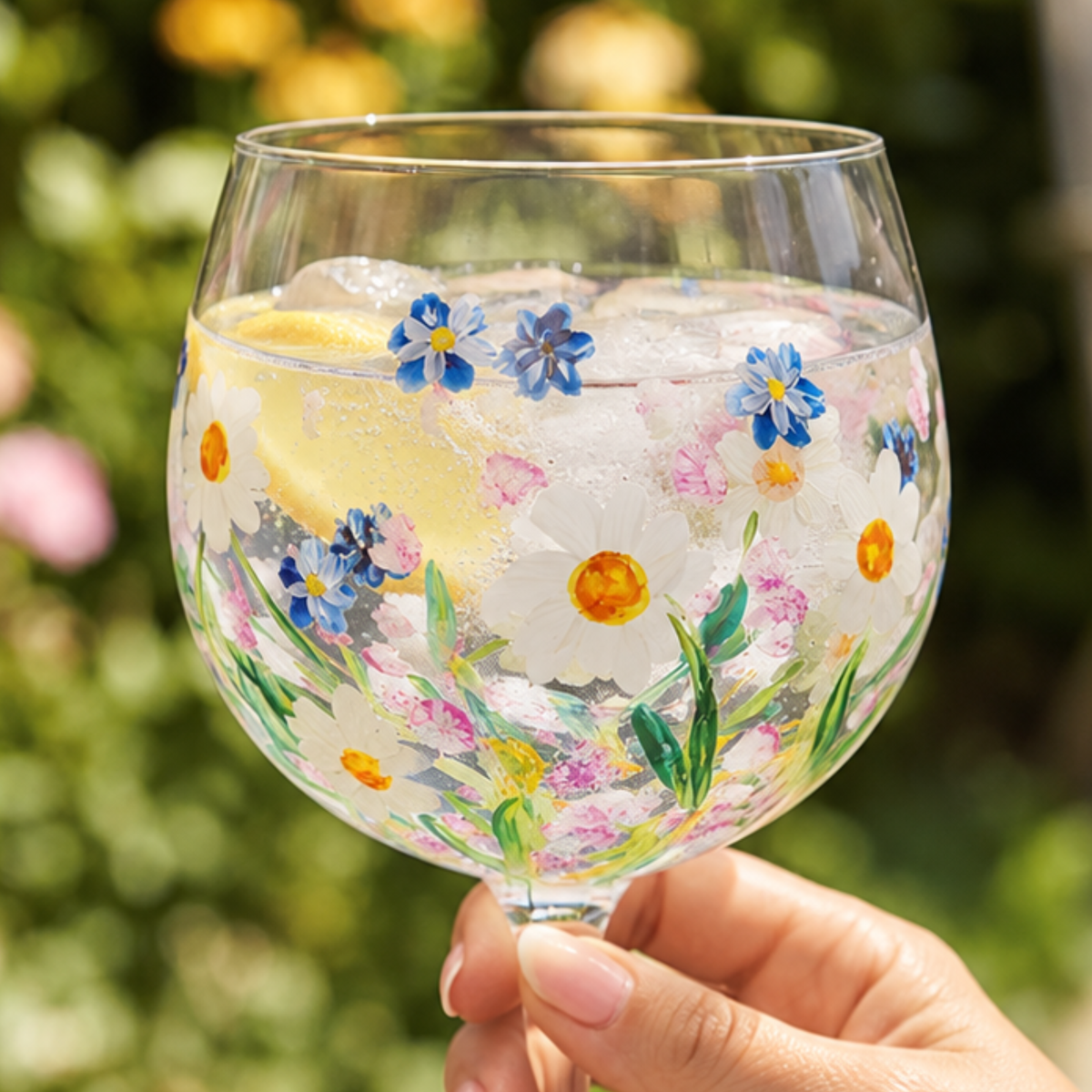 Dainty Daisy Hand-Painted Gin Glass