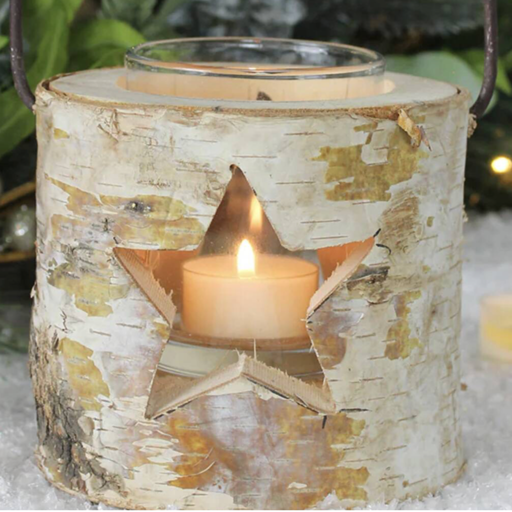 Personalised Star Birch Bark Candle Holder
