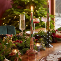 Set Of 2 Red & Green Check Dinner Candles