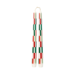 Set Of 2 Red & Green Check Dinner Candles