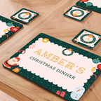 Personalised Christmas Wreath Placemat & Coaster Set