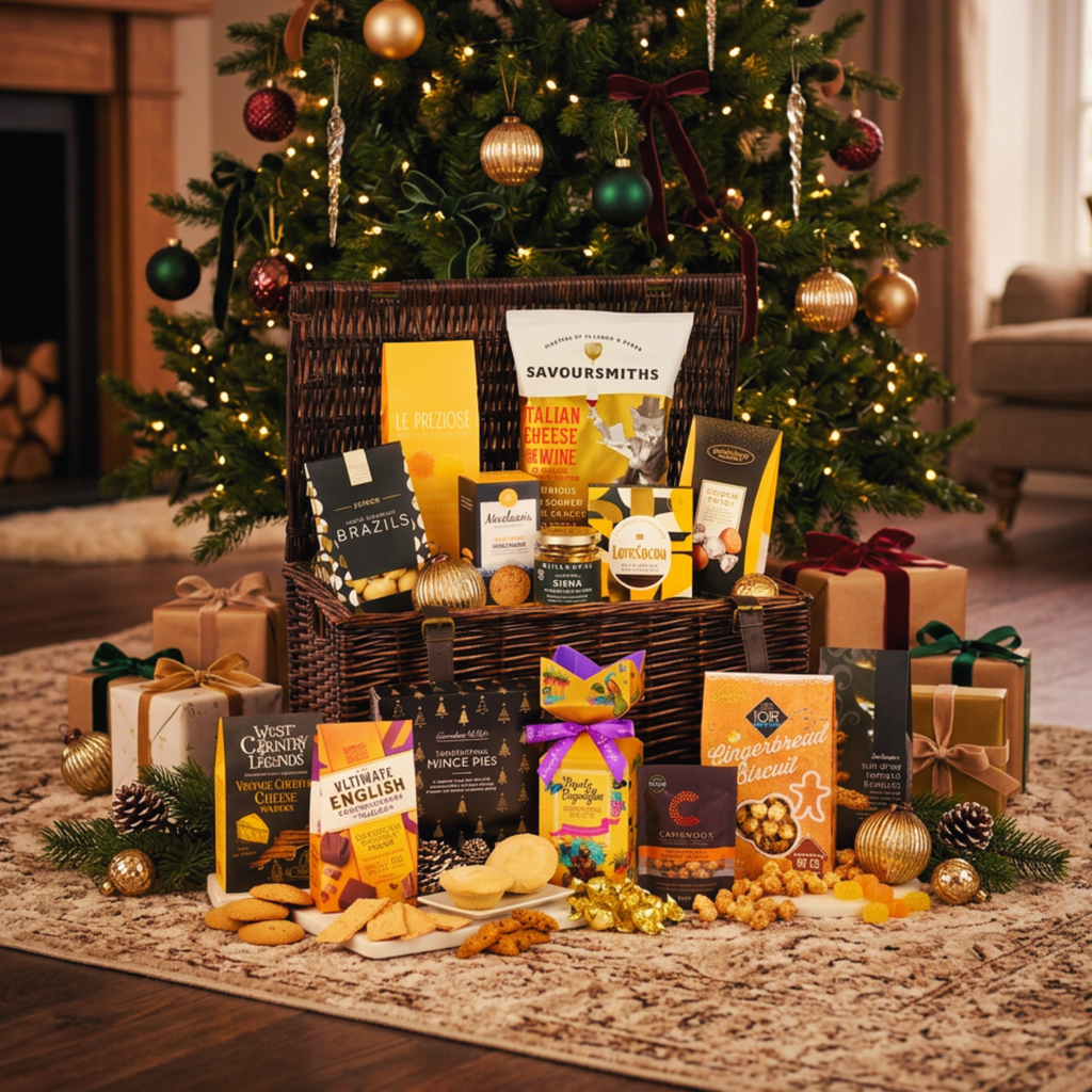 Luxury Christmas Wine Hamper Italian Wines Mince Pies Chocolate & Festive Treats