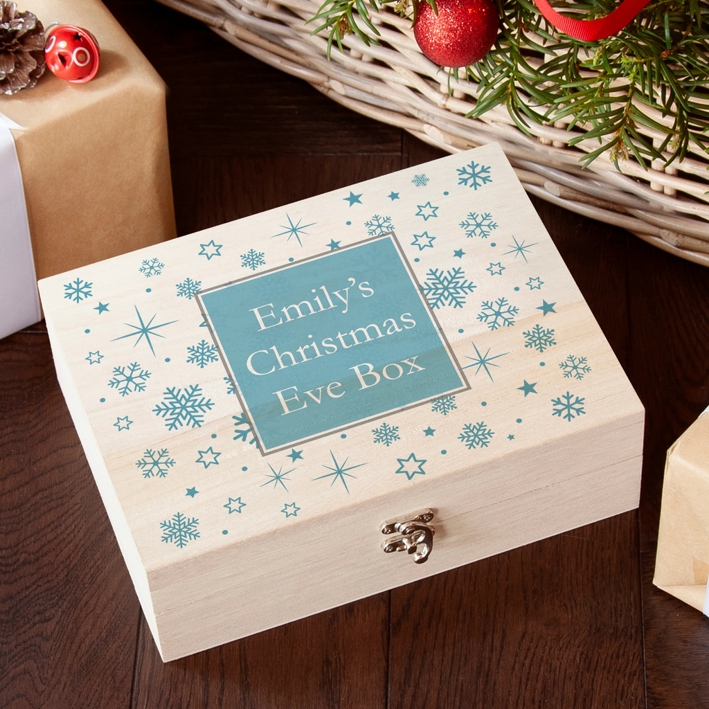 Personalised Ice Blue Snowflake Christmas Eve Box
