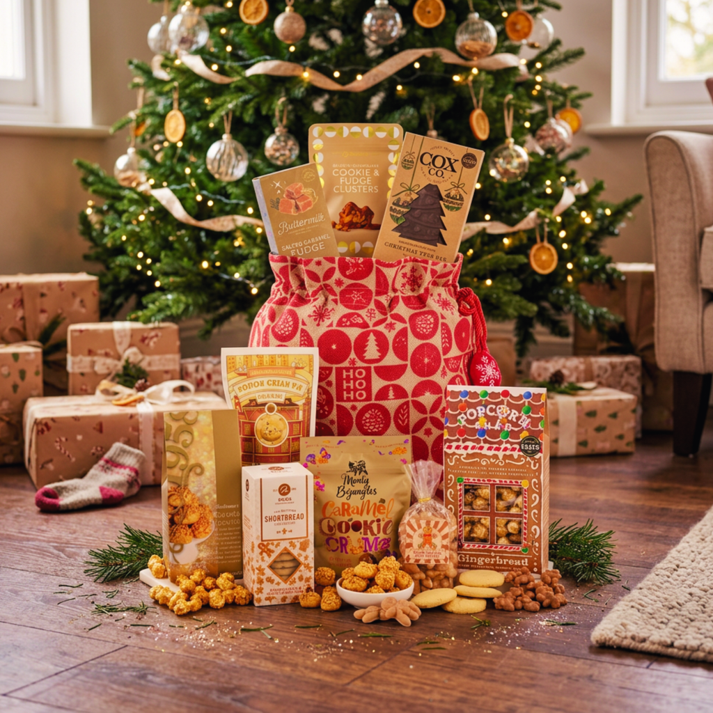 Christmas Gift Hamper Bag Festive Chocolate Fudge & Sweet Treats