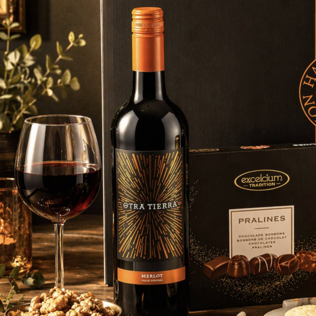 Luxury Red Wine & Gourmet Treats Gift Box
