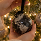 Black and Silver Globe Christmas Bauble