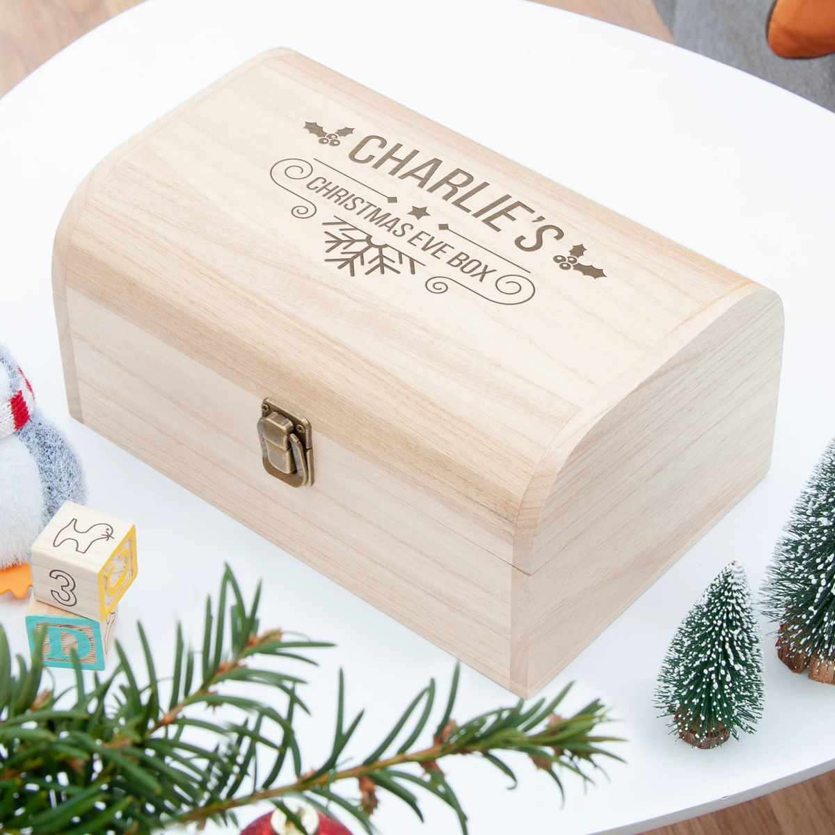 Personalised Holly Christmas Eve Chest