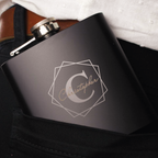 Personalised Geometric Initial Black Hip Flask