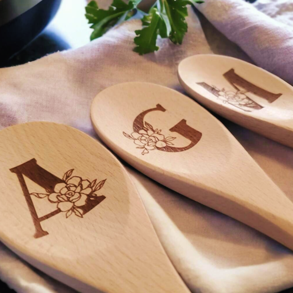 Personalised Floral Letter Wooden Spoon