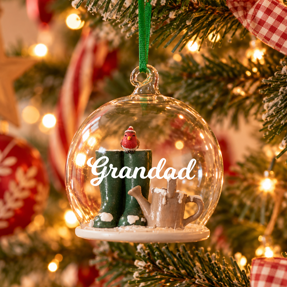 Personalised Glass Dome Gardener Christmas Decoration