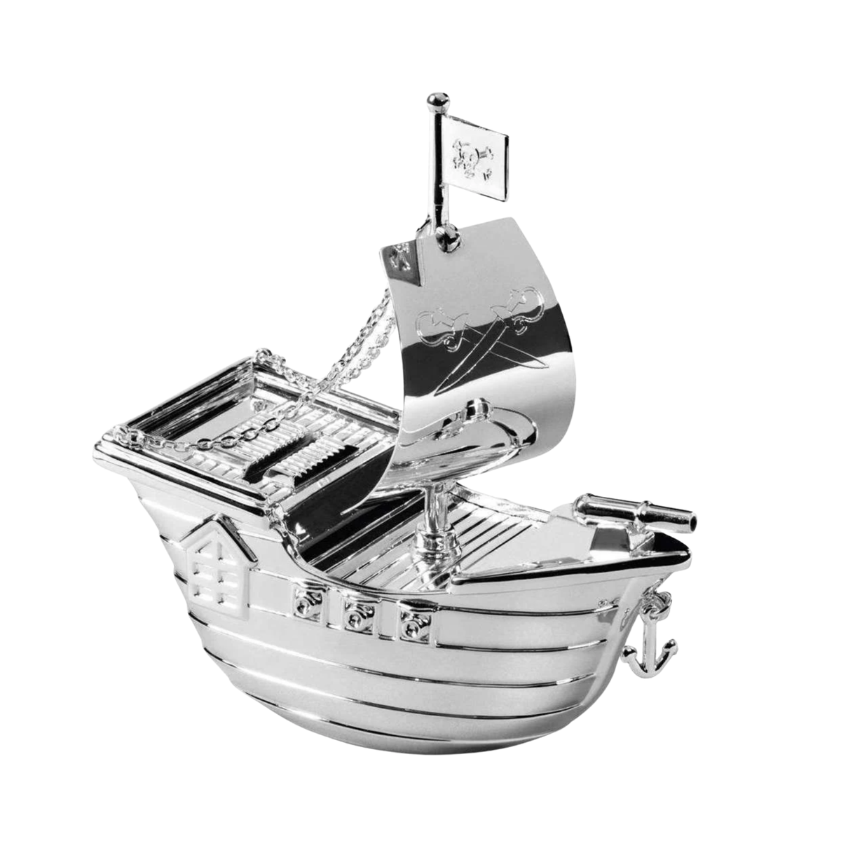 Silver Plated Pirate Ship Money Box