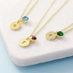 Personalised Monogram Gold Birthstone Necklace