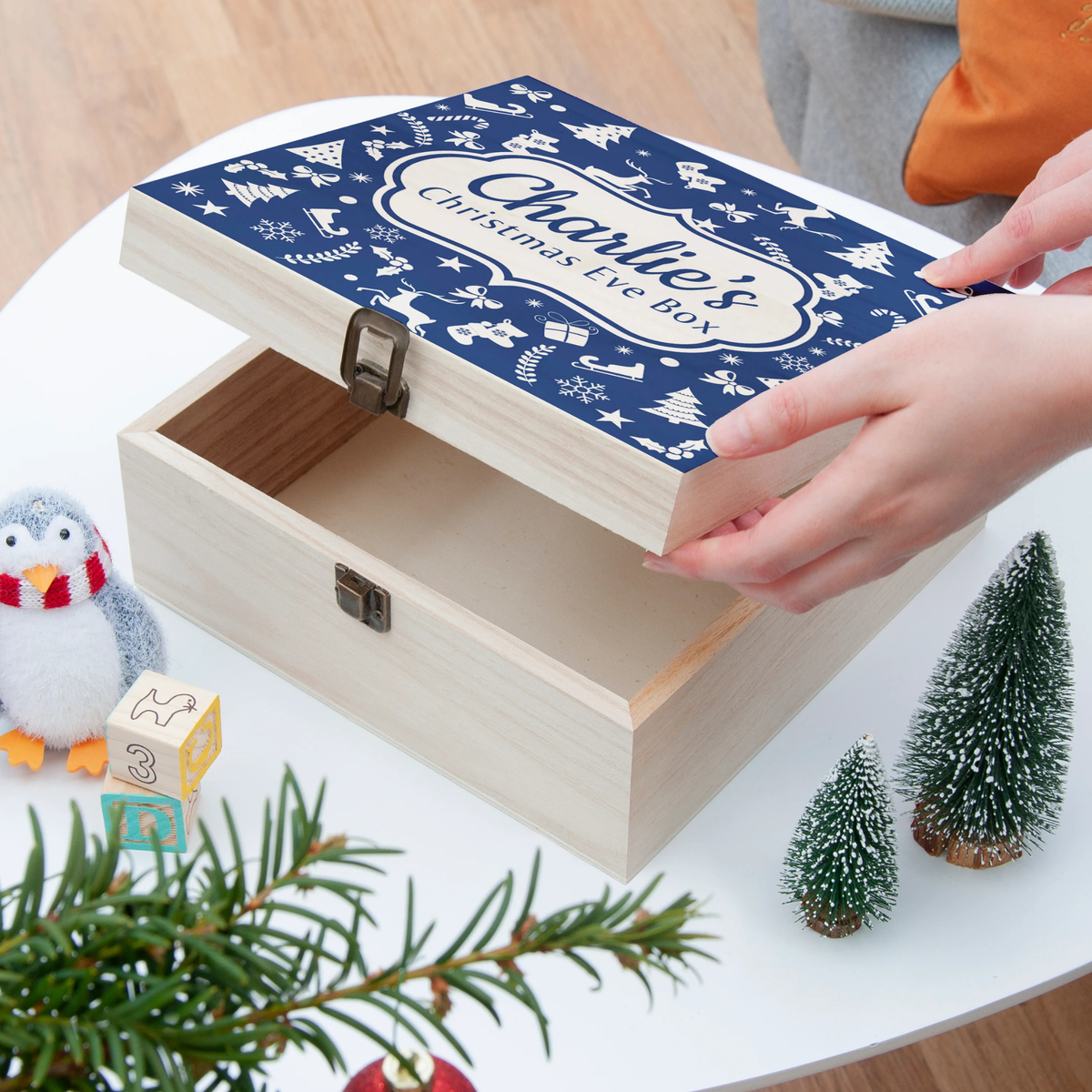 Personalised Festive Pattern Christmas Eve Box