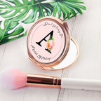 Personalised Floral Initial Rose Gold Compact Mirror