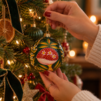 Hand Painted Mushroom Papier-Mâché Christmas Bauble
