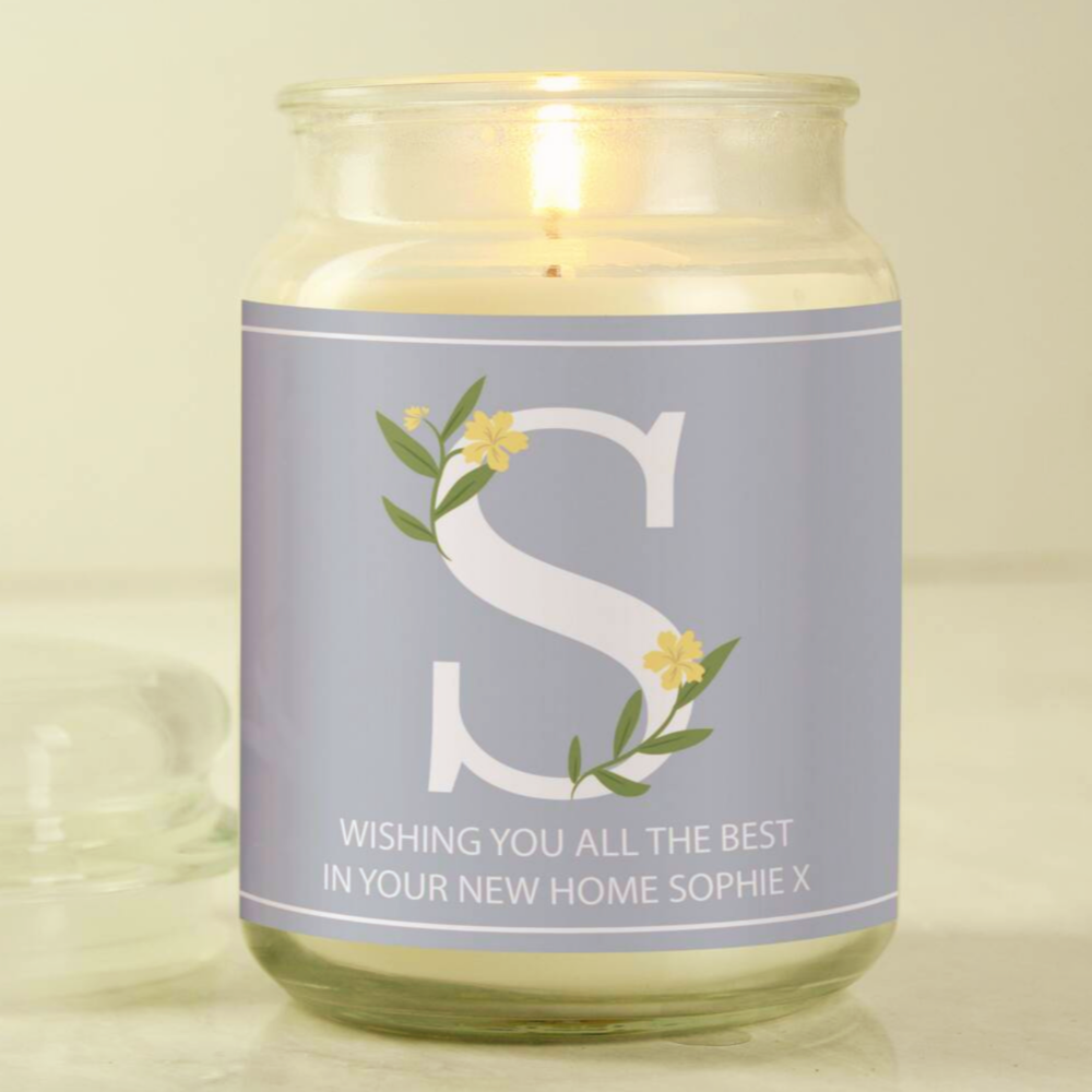 Personalised Floral Initial Candle Jar