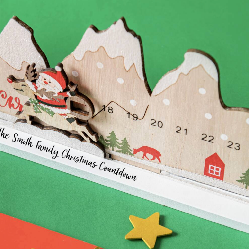 Personalised wooden Santa and reindeer Christmas countdown Advent calendar