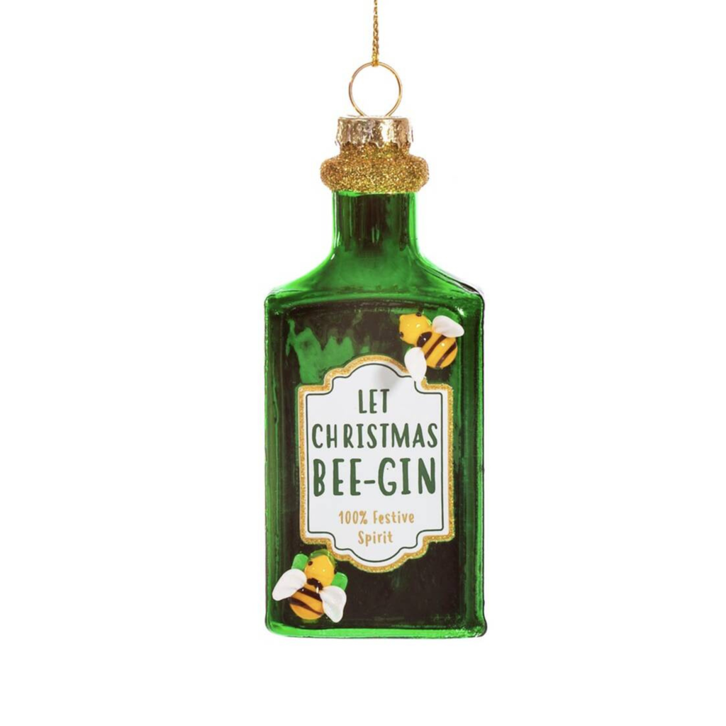 Bee Gin Christmas Bauble with Optional Personalised Ribbon