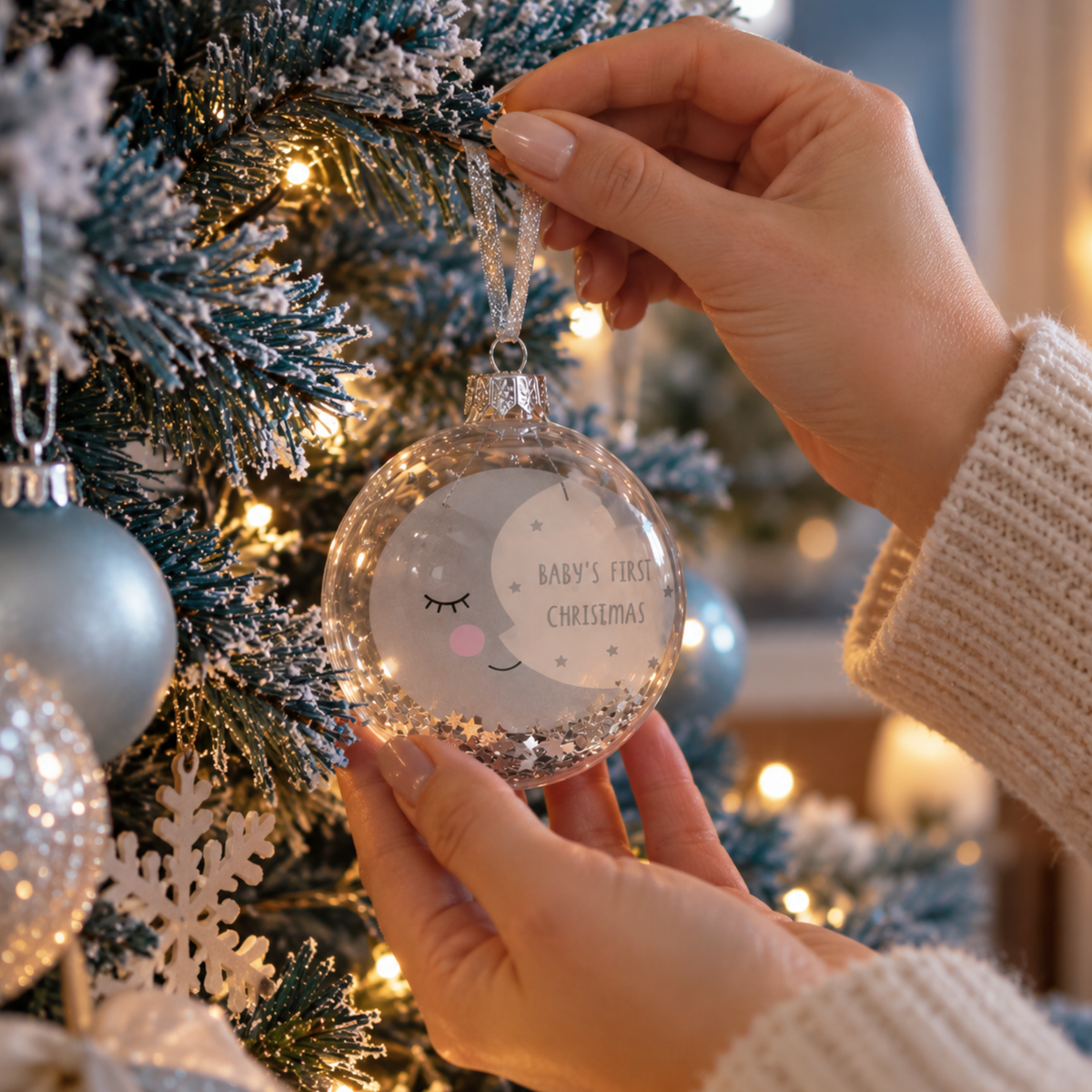 Baby's First Christmas Moon and Stars Bauble