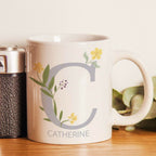 Personalised Floral Initial Mug