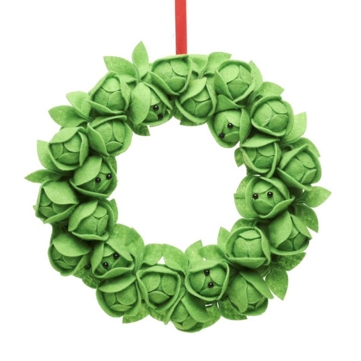 Brussels Sprout Felt Christmas Wreath