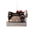 Sparkly Retro Sewing Machine Glass Christmas Bauble