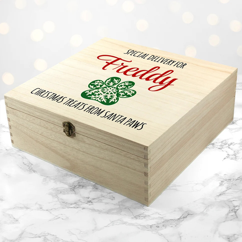 Personalised Pet Paw Christmas Treats Box