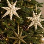 Set Of 3 Gilded Paper Star Christmas Decorations