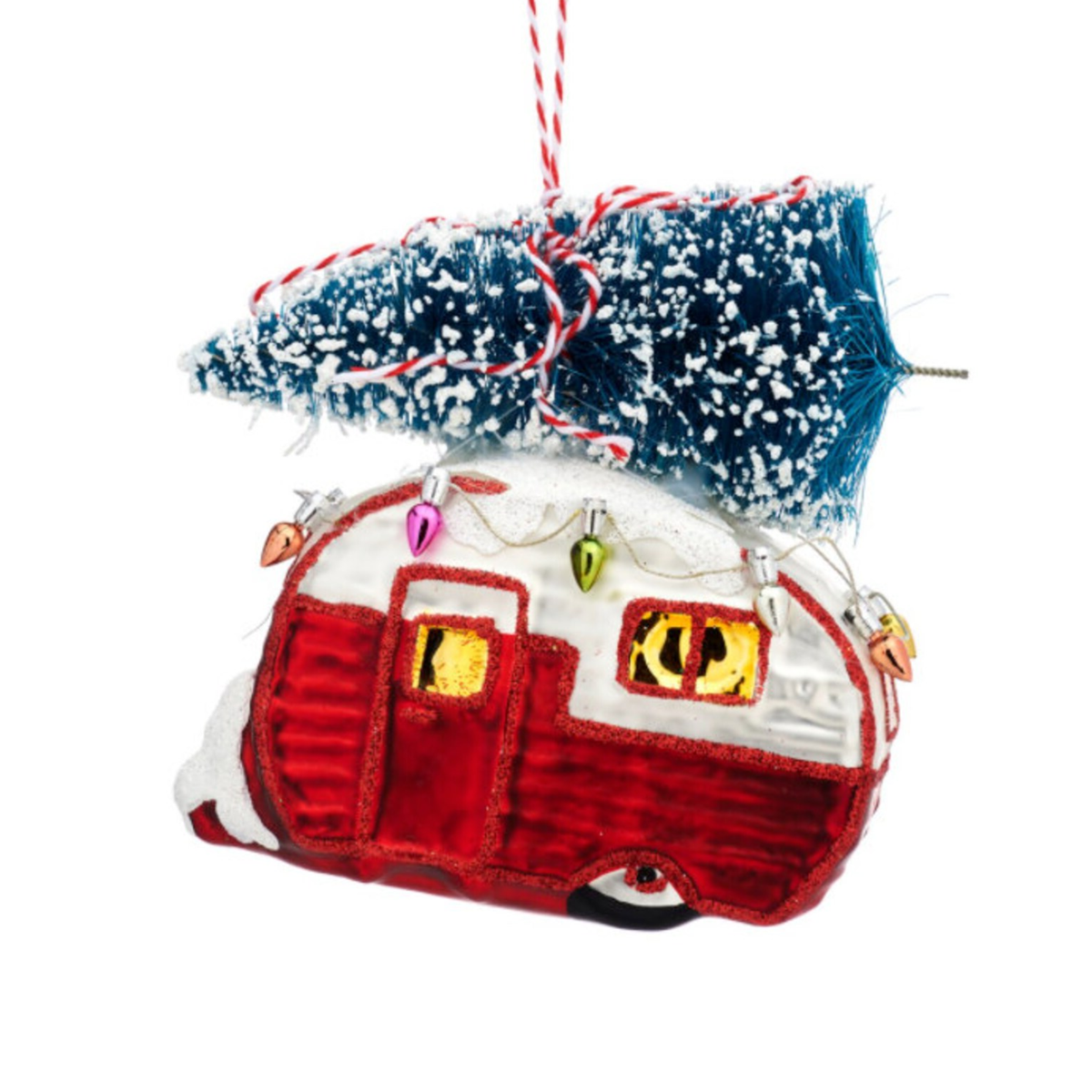Red Caravan Glass Christmas Bauble