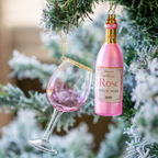 Wine Bottle and Wine Glass Christmas Bauble Set