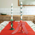 Holly Christmas Taper Dinner Candles