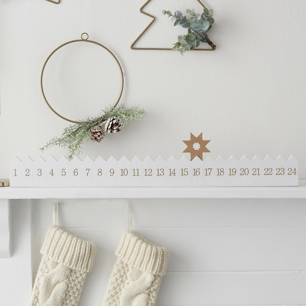 Personalised Wooden Christmas Countdown Advent Calendar With Gold Star